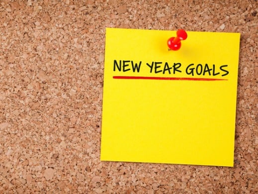 New Year's Goals sticky note