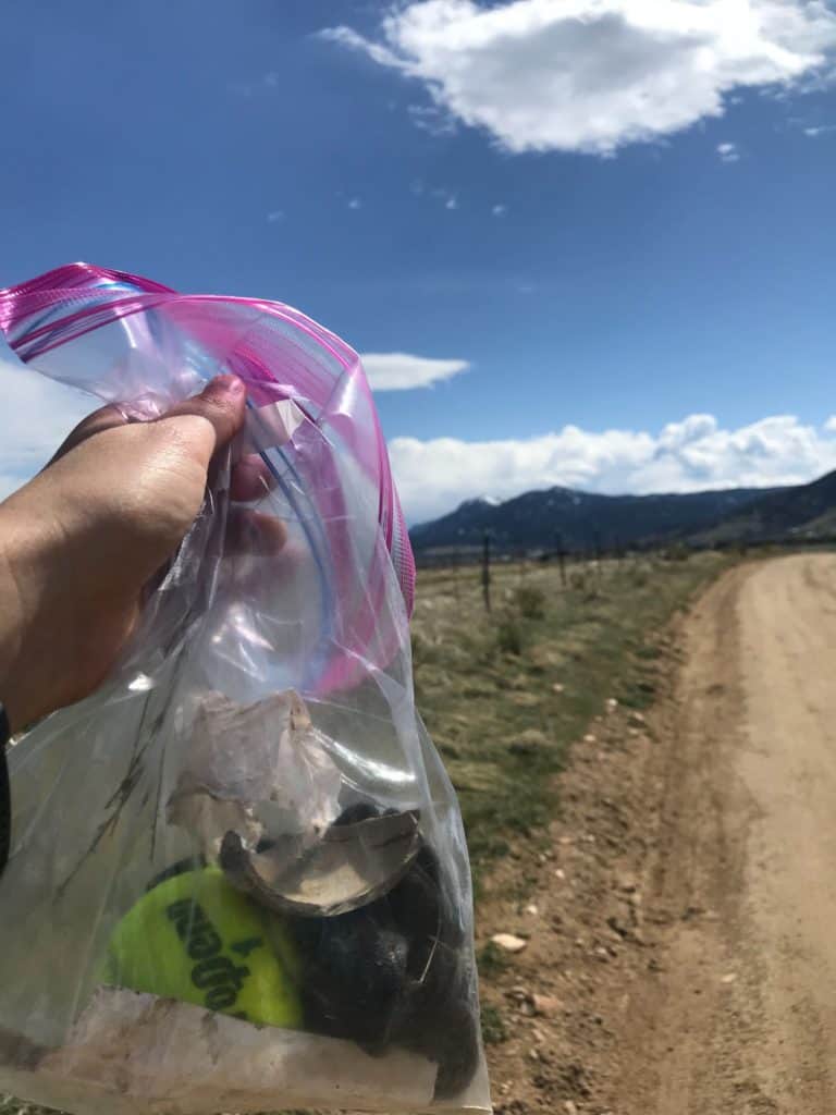 Picking up Trash on Trail