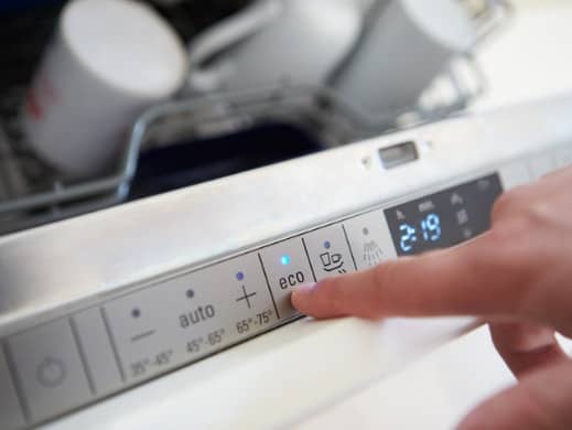 Running eco mode on dishwasher