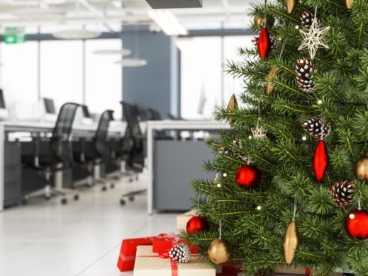 Christmas tree in empty office
