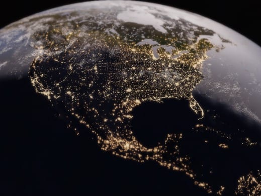 United States at Night Globe